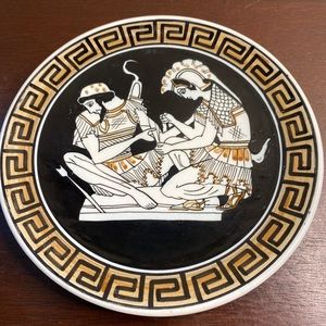 Vintage Achilles Patroclus Healing Wound Greek Handmade Porcelain 6 3/4”